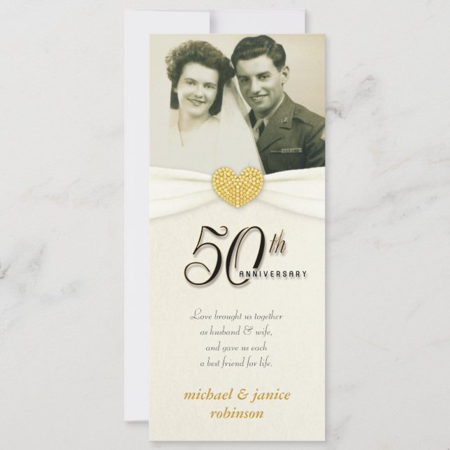 Invitation 50e Anniversaire - Cartons d'invitation faux poche (Devant)