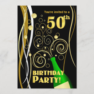 Invitation 50e anniversaire - Champagne amusant et festif