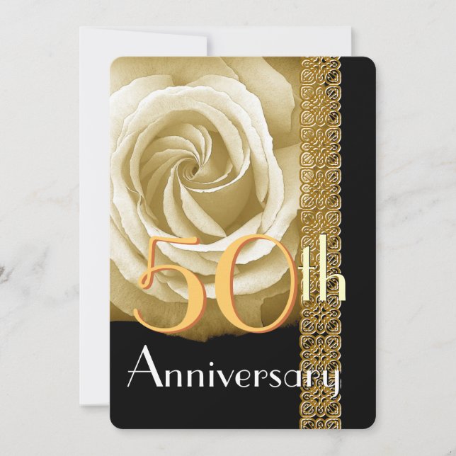 Invitation 50e Anniversaire CHAMPAGNE Rose V01A (Devant)