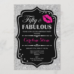 Invitation 50e anniversaire - Cinquante fabuleux argent rose 