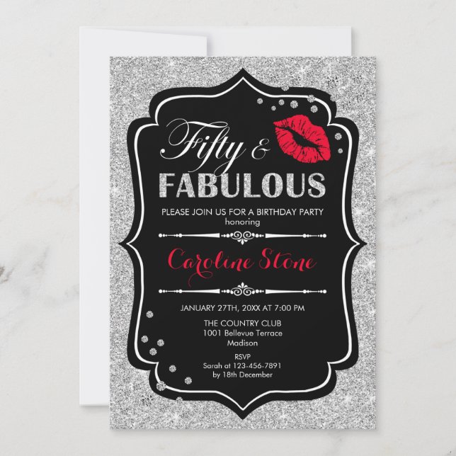Invitation 50e anniversaire - Cinquante fabuleux Black Red Si (Devant)
