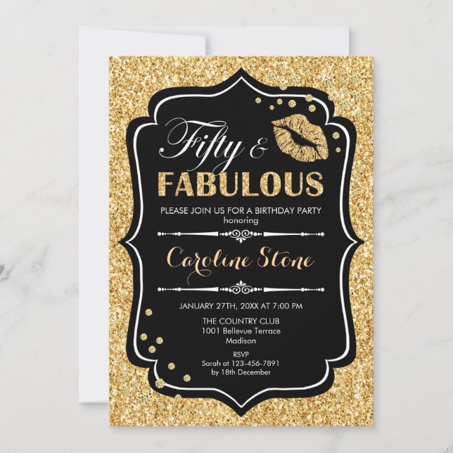 Invitation 50e anniversaire - Cinquante Fabuleux Gold Black (Devant)