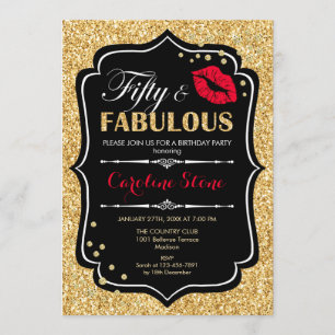 Invitation 50e anniversaire - Cinquante fabuleux or noir roug