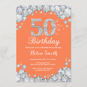 Invitation 50e anniversaire Coral and Silver Diamond