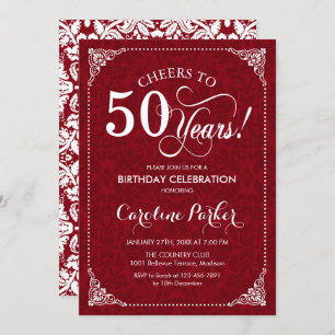 Invitation 50e anniversaire - Damas blanc rouge