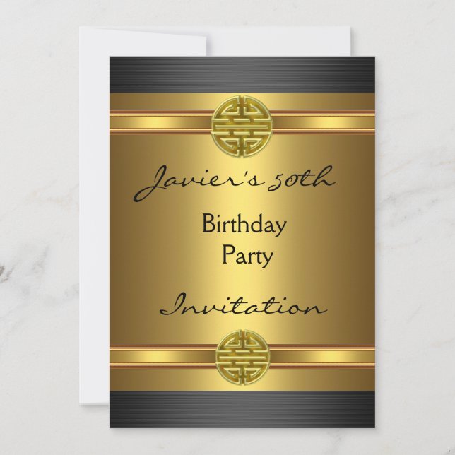 Invitation 50e anniversaire de la fête Black Gold Mens (Devant)