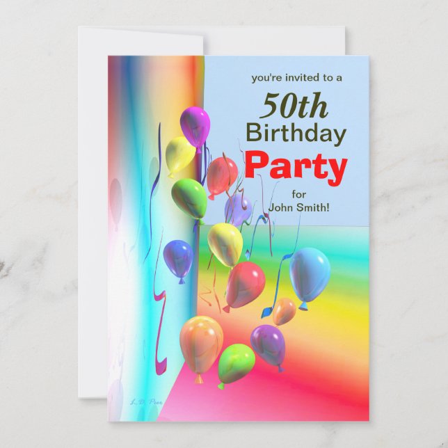 Invitation 50e anniversaire de la fête de ballon mur (Devant)