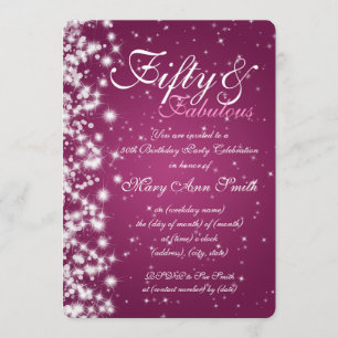 Invitation 50e anniversaire de la fête de Sparkle Pink