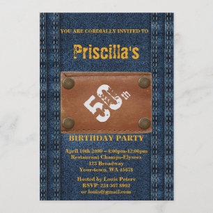 Invitation 50e,Anniversaire de la fête, n'importe quel âge, s