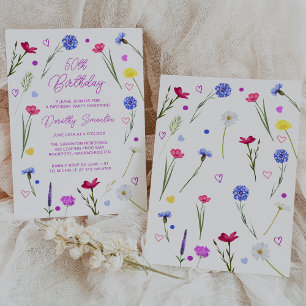 Invitation 50e anniversaire de la fête Purple Fleur sauvage M