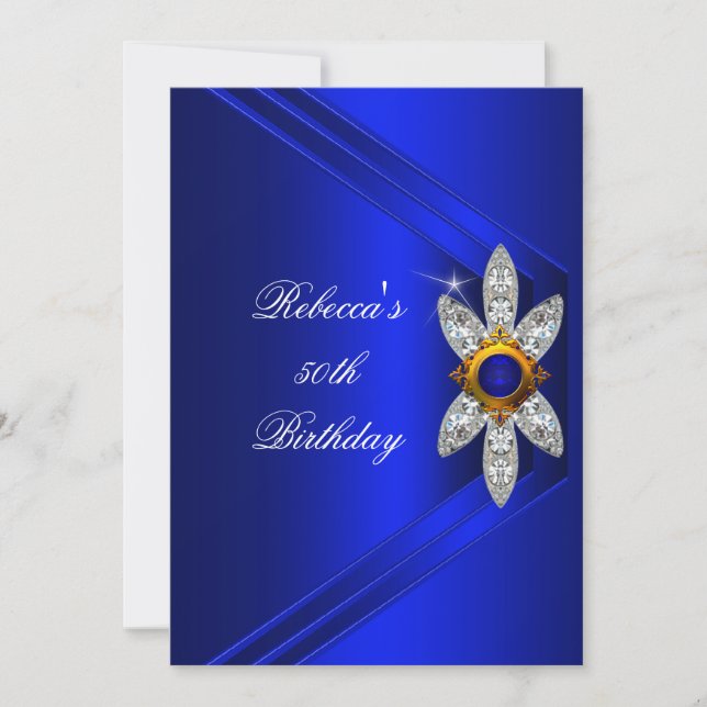 Invitation 50e anniversaire de la fête Royal Blue Diamond Ima (Devant)