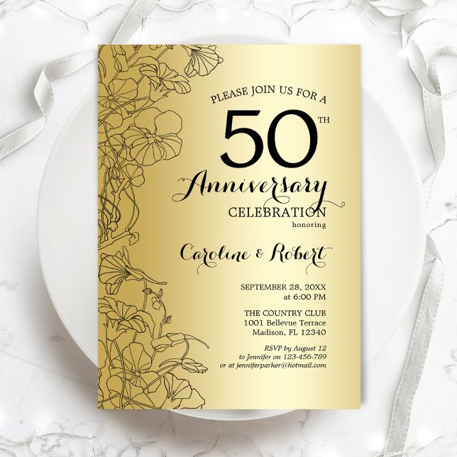 Invitation 50e anniversaire de la florale d'or (Créateur téléchargé)