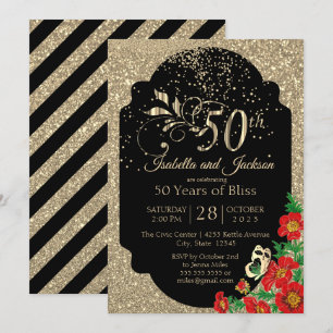 Invitation 50e anniversaire de la Parties scintillant Gold Co