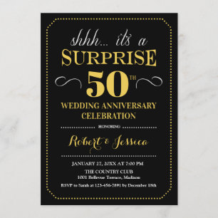 Invitation 50e anniversaire de la surprise - Gold noir