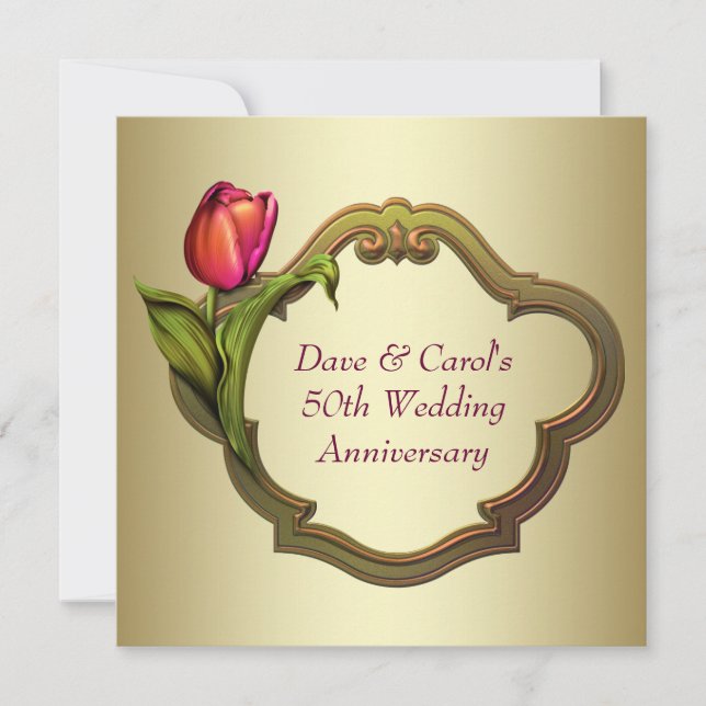Invitation 50e anniversaire de la Tulipe d'or rouge au Mariag (Devant)