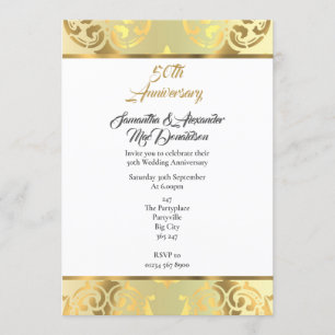 Invitation 50e anniversaire de l'élégant damas d'or