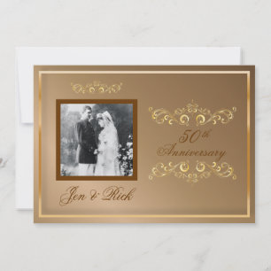 Invitation 50e anniversaire de l'or, photo des perles d'or