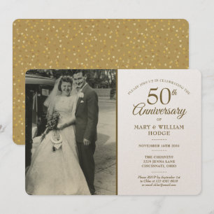Invitation 50e anniversaire de luxe Gold Heart Confetti Photo
