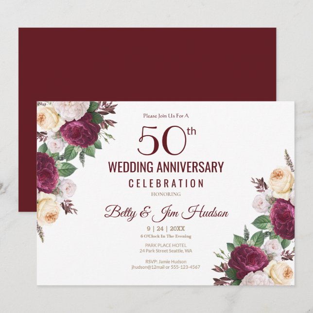 Invitation 50e anniversaire de mariage (Devant / Derrière)