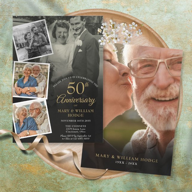 Invitation 50e anniversaire de mariage 5 photos en collage (Créateur téléchargé)