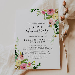 Invitation 50e anniversaire de mariage automne coloré tropica