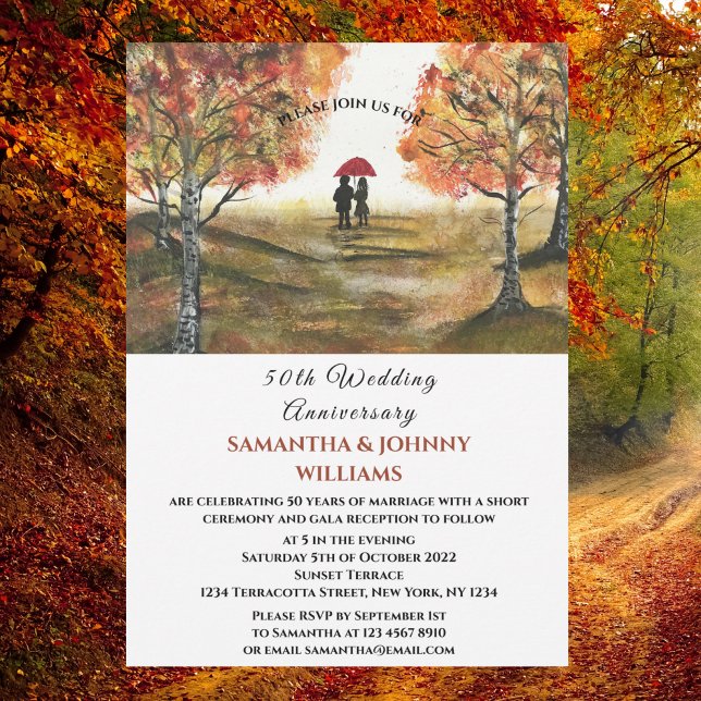 Invitation 50e anniversaire de Mariage Automne Forêt d'automn (Créateur téléchargé)