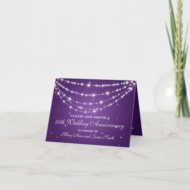 Invitation 50e Anniversaire de Mariage Chaîne Étincelante Vio (Devant)
