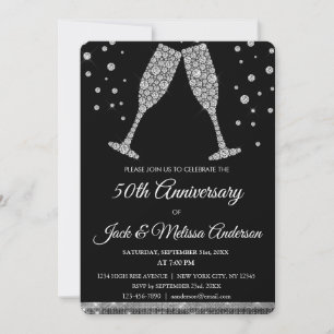 Invitation 50e anniversaire de Mariage Champagne Glasses