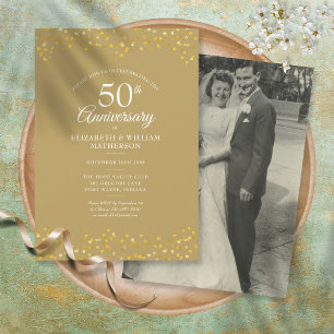 Invitation 50e Anniversaire de Mariage Chic Confettis Photo O