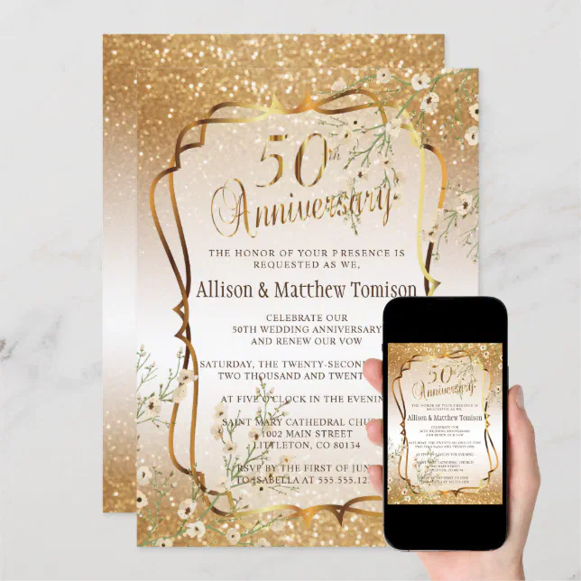 Carte d'invitation anniversaire de mariage. Réf. 173 - Invitations/Invitations  anniversaire de mariage - Dianne'Style