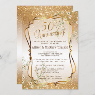 Invitation 50e anniversaire de Mariage de la Parties scintill