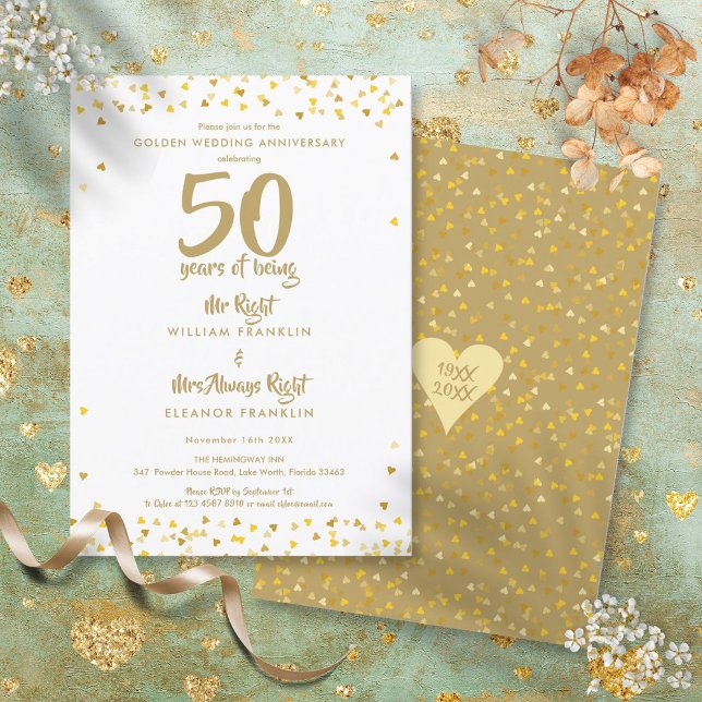 Invitation 50e anniversaire de mariage de M. et Mme à tout ja (50th Golden Wedding Anniversary Mr Mrs Right Fun Invitation)