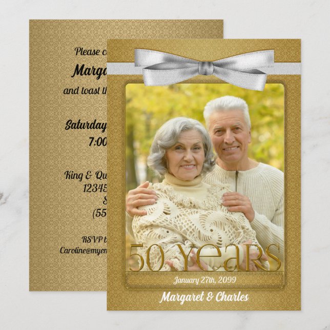 Invitation 50e anniversaire de Mariage d'or Photo (Devant / Derrière)