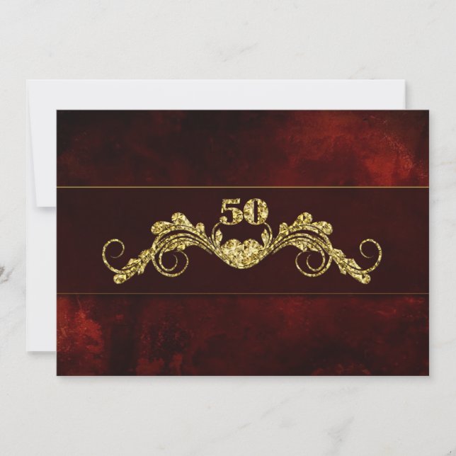 Invitation 50e anniversaire de mariage - Élégance dorée (Devant)
