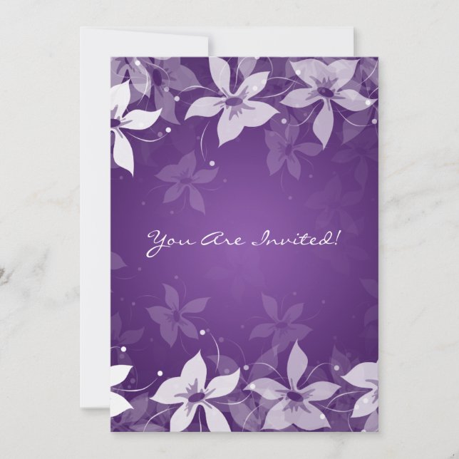 Invitation 50e Anniversaire de Mariage Fleurs Exotiques Viole (Devant)
