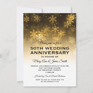 Invitation 50e anniversaire de mariage Gold Holiday Sparkle