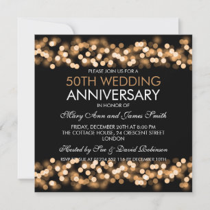 Invitation 50e anniversaire de Mariage Gold Hollywood Glam