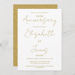 Invitation 50e anniversaire de mariage Gold Script mariage