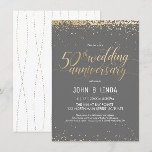 Invitation 50e anniversaire de Mariage - Golden, Elegant