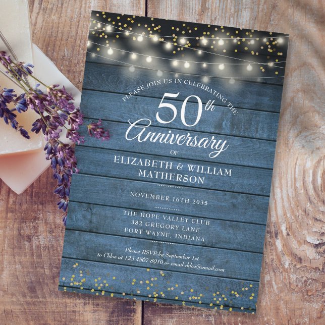 Invitation 50e anniversaire de mariage guirlande lumineuse do (Créateur téléchargé)