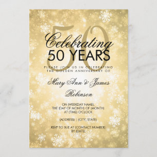 Invitation 50e Anniversaire de Mariage Hiver Merveilleux Or