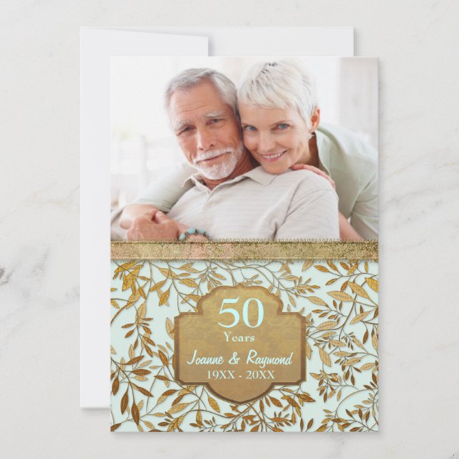 Invitation 50e anniversaire de mariage Leaves of Gold (Devant)