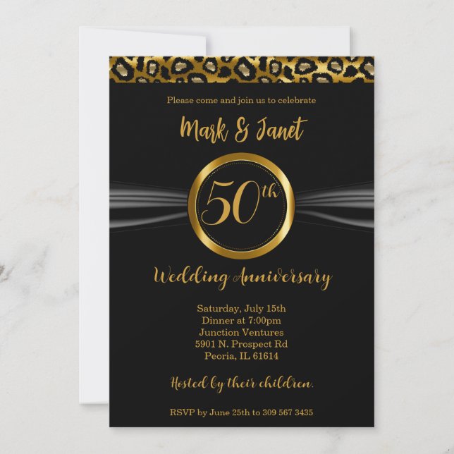 Invitation 50e anniversaire de mariage | Léopard (Devant)