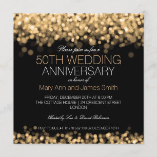 Invitation 50e Anniversaire de Mariage Lumières Dorées