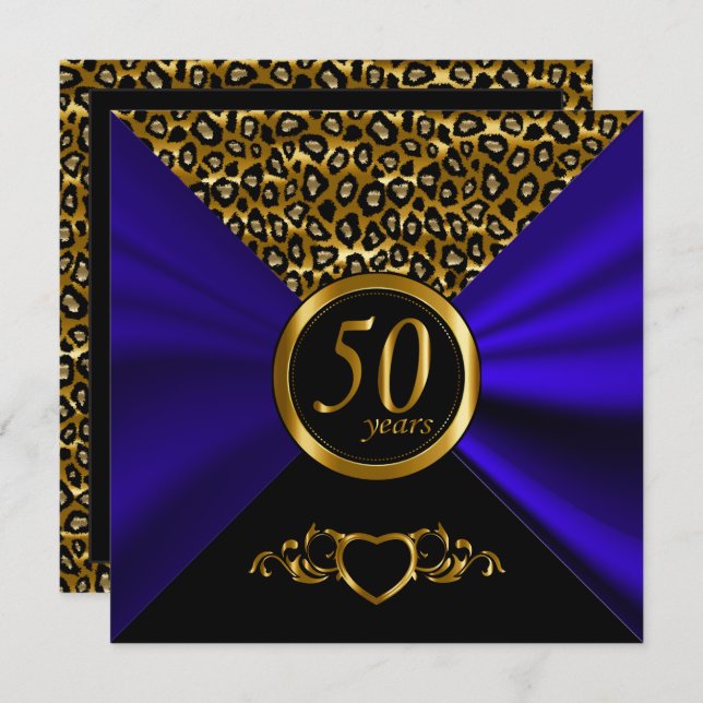 Invitation 50e anniversaire de mariage | Motif léopard (Devant / Derrière)