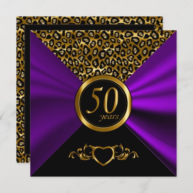 Invitation 50e anniversaire de mariage | Motif léopard (Devant / Derrière)