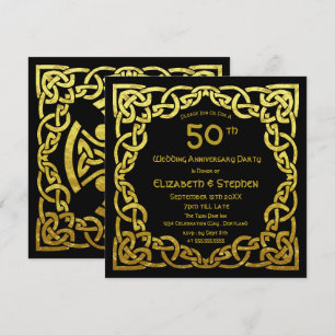 Invitation 50e anniversaire de mariage Nœud celtique noir et 