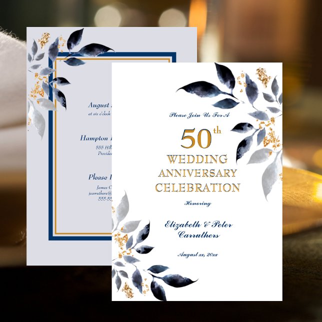 Invitation 50e Anniversaire de Mariage Or et Nuit (Créateur téléchargé)