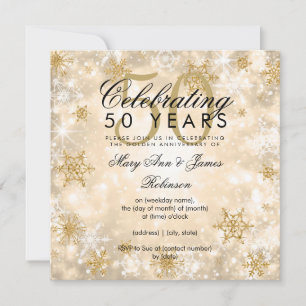 Invitation 50e anniversaire de Mariage or étincelant d'hiver