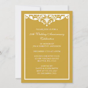 Invitation 50e anniversaire de mariage or flourish vintage